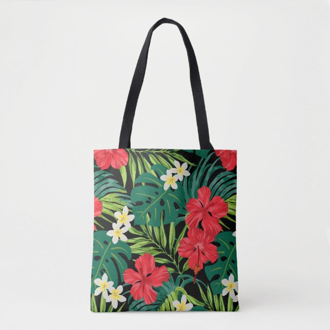 Luna Hibiskus Garden Hawaiian - Black Beach Bag (Vorderseite)