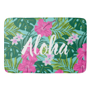 Luna Hibiskus Garden Hawaiian - Pink und Turq Badematte