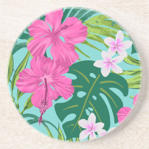 Luna Hibiskus Garden Hawaiian - Pink und Turq Getränkeuntersetzer