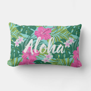 Luna Hibiskus Garden Hawaiian - Pink und Turq Kissen Für Draußen
