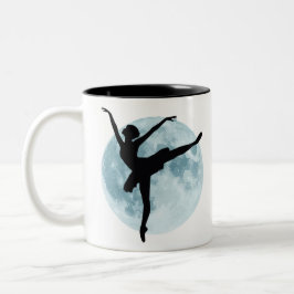 Luna llena y silueta de bailarina zweifarbige tasse