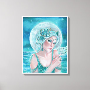 Luna moon goddess mermaid art von Renee L. Lavoie Leinwanddruck