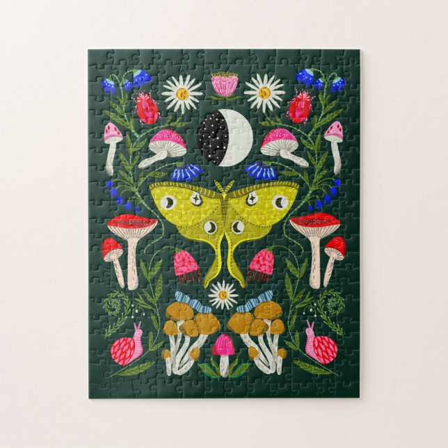 Luna Moth and Moon Illustration Puzzle (Vertikal)