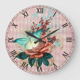 Luna Moth Bouquet Große Wanduhr