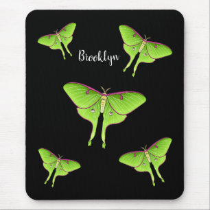 Luna Moth Cartoon Illustration Mousepad