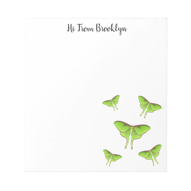 Luna Moth Cartoon Illustration Notizblock (Vorderseite)