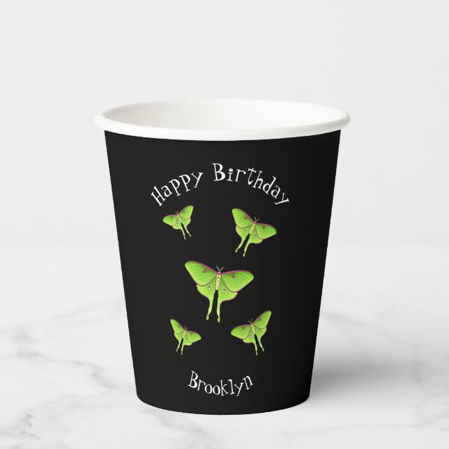 Luna Moth Cartoon Illustration Pappbecher (Vorderseite)