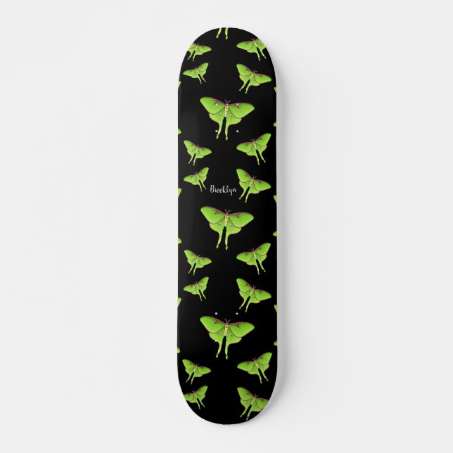 Luna Moth Cartoon Illustration Skateboard (Vorne)