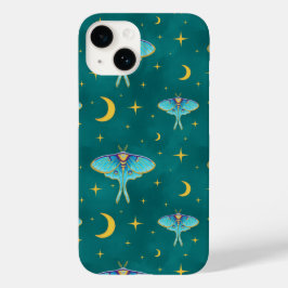 Luna Moth Celestial Moons & Stars Aquamarin Case-Mate iPhone 14 Hülle