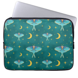 Luna Moth Celestial Moons & Stars Aquamarin Laptopschutzhülle