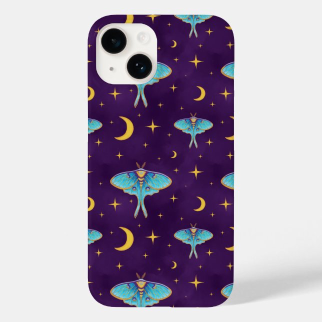 Luna Moth Celestial Moons & Stars Lila Case-Mate iPhone Hülle (Rückseite)