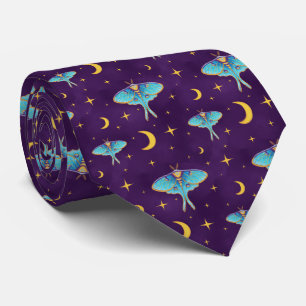 Luna Moth Celestial Moons & Stars Lila Krawatte