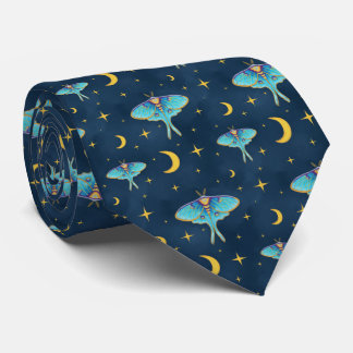 Luna Moth Celestial Moons & Stars Navy Krawatte