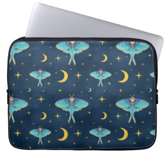Luna Moth Celestial Moons & Stars Navy Laptopschutzhülle