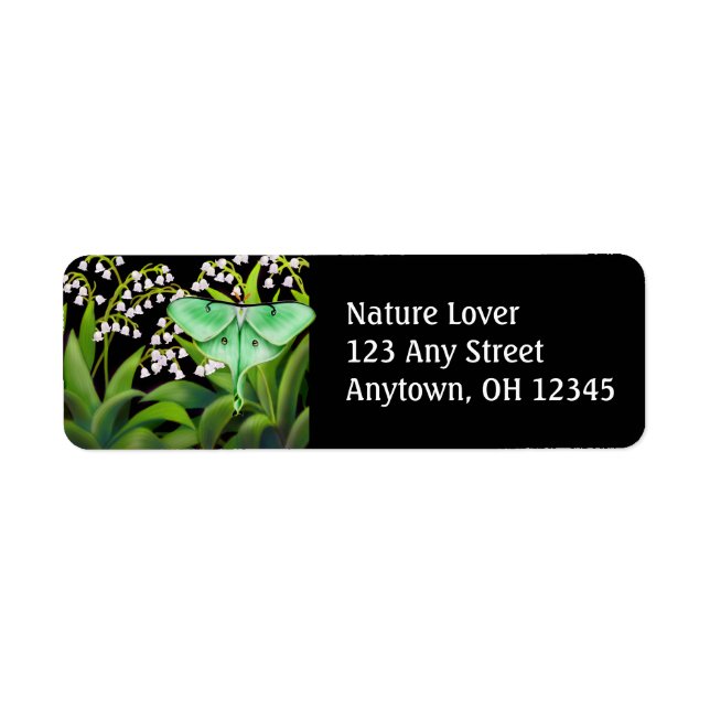 Luna Moth in Lily of the Valley Blume Label (Vorne)