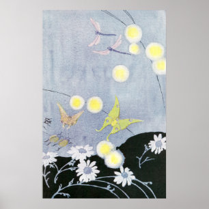 Luna Moth Lit von Glühwürmchen Poster