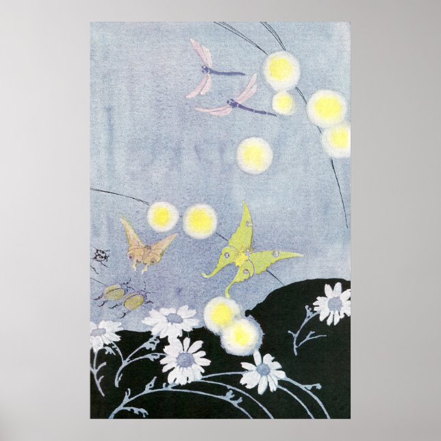 Luna Moth Lit von Glühwürmchen Poster (Vorne)