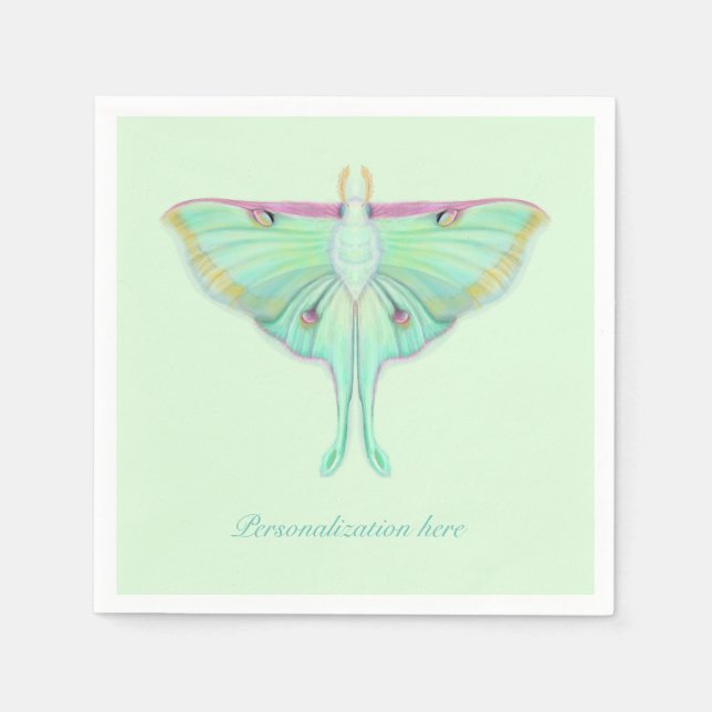 Luna Moth mit Personalisierung Serviette (Vorderseite)