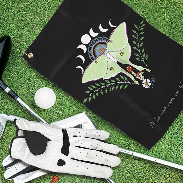 Luna Moth Moon Phases Black Golfhandtuch (Von Creator hochgeladen)