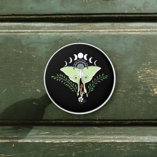 Luna Moth Moon Phases Black Keramikknauf (Von Creator hochgeladen)