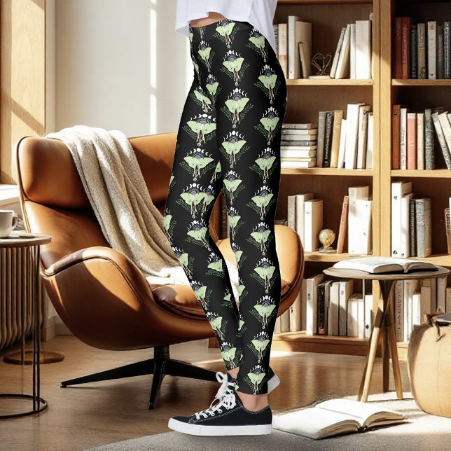 Luna Moth Moon Phases Black Leggings (Von Creator hochgeladen)