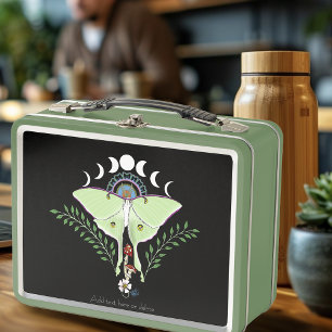 Luna Moth Moon Phases Black Metall Brotdose