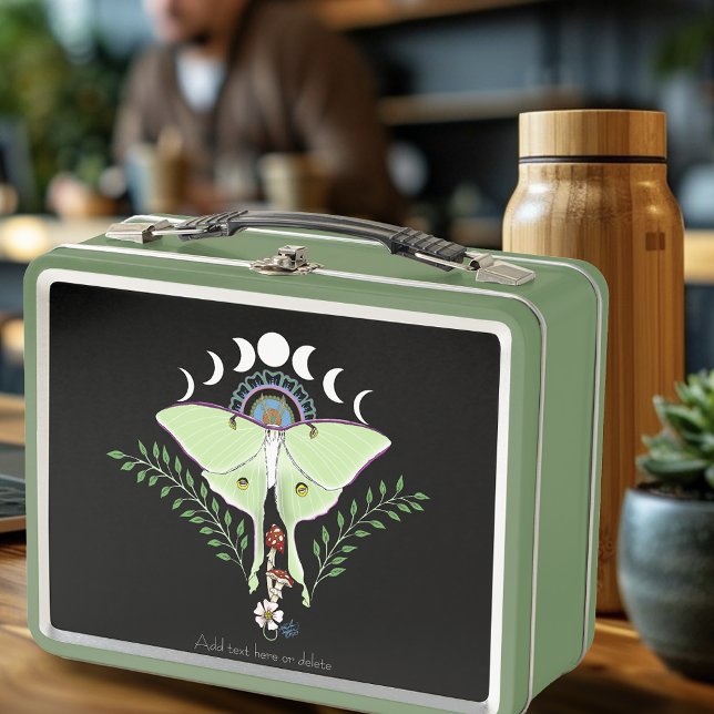 Luna Moth Moon Phases Black Metall Brotdose (Von Creator hochgeladen)