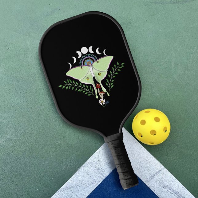 Luna Moth Moon Phases Black Pickleball Schläger (Von Creator hochgeladen)