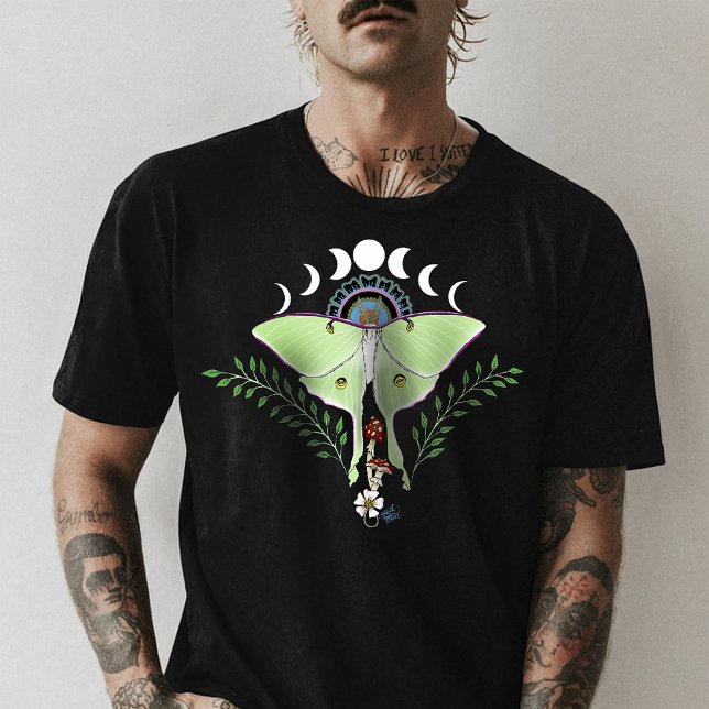Luna Moth Moon Phases Black T-Shirt (Von Creator hochgeladen)