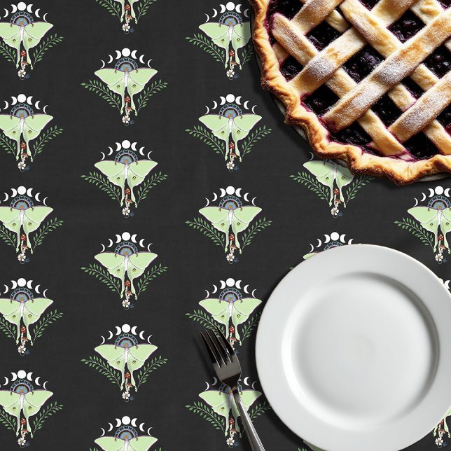 Luna Moth Moon Phases Black Tischdecke (Von Creator hochgeladen)
