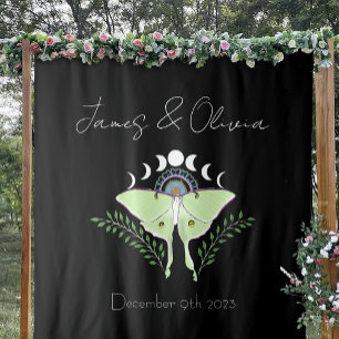 Luna Moth Moon Phases Wandteppich