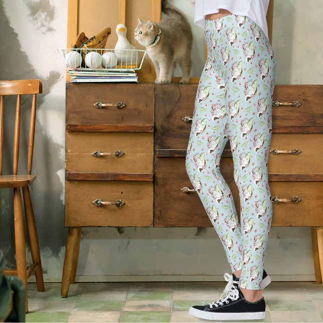 Luna Moth Moon White Cat Green Leggings (Von Creator hochgeladen)