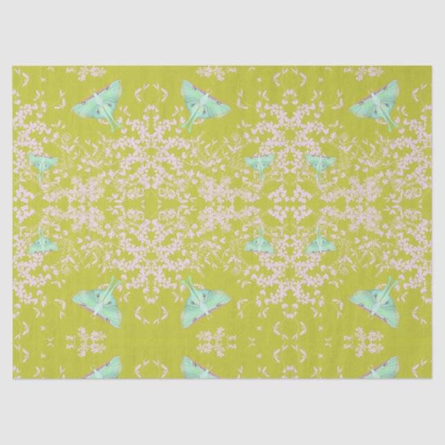 Luna Moth on Lime Seidenpapier (Vorderseite)