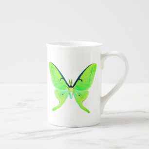 Luna Moth Pastel Lime Green Bone China Tasse