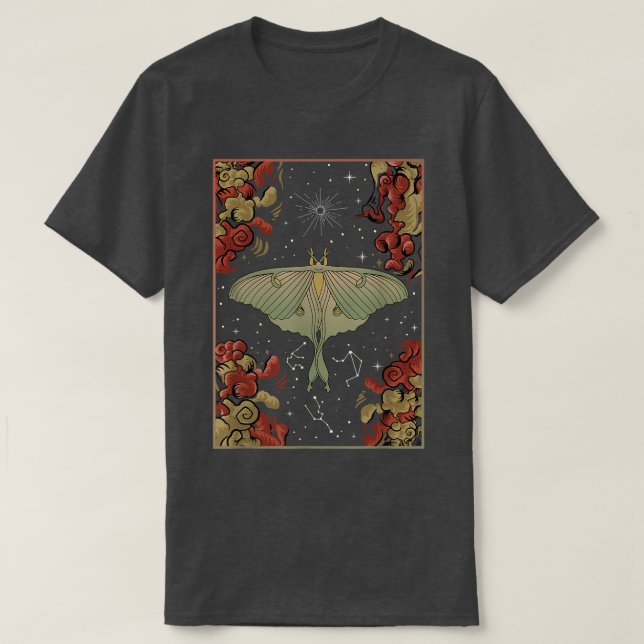 Luna Moth Print Dark Academia Aesthetic Witchy Cel T-Shirt (Design vorne)
