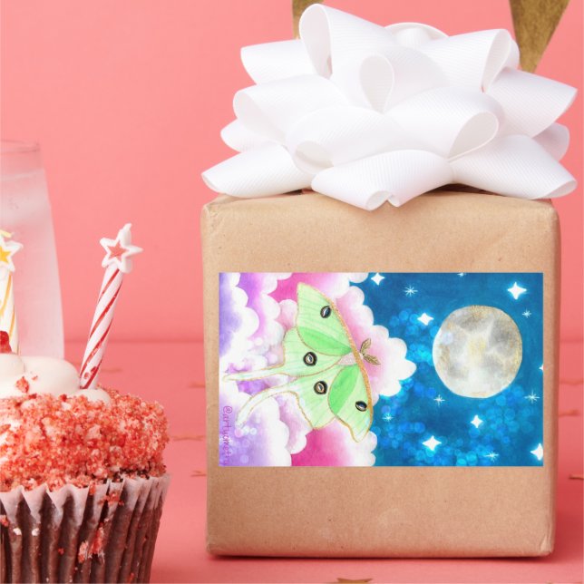 Luna Moth Rechteckiger Aufkleber (Party)