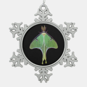 Luna Moth Schneeflocken Zinn-Ornament