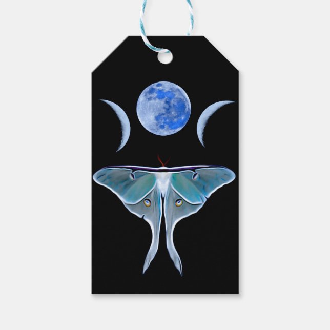 Luna Moth Triple Moon auf schwarz Geschenkanhänger (Vorderseite)