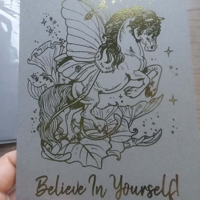 Luna moth winged Fairy Horse Folienkarte (Lovely Pixie Horse Fantasy Art Shiny foil greeting card)