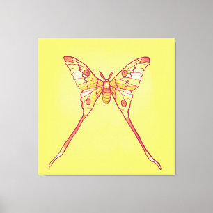 Luna Moth Yellow Orange Witchy Magical Insect Leinwanddruck