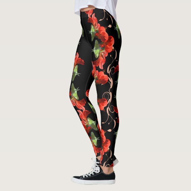 Luna-Motte auf Canna Blume kundengerecht Leggings (Links)
