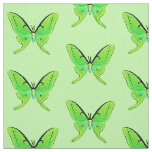 Luna-Motte auf einem blassen en-grün Hintergrund Stoff