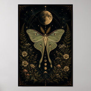 Luna-Motte Himmelsplakat Mystische Mondphase Poster
