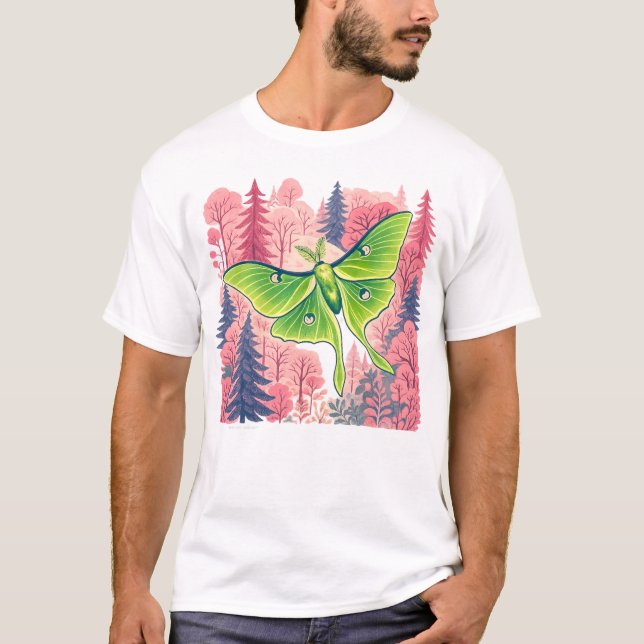 Luna-Motte rosa Wald T-Shirt (Vorderseite)