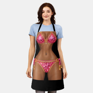 Luna Pink Diamond Pailletten-Bikini-Novity- Schürz Schürze
