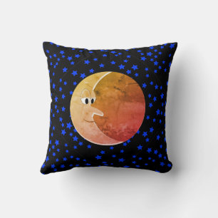Luna Vintage Mond und Sterne Zeichnung Kissen