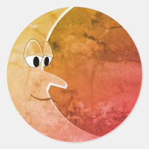 Luna Vintage-Mondzeichnung Runder Aufkleber