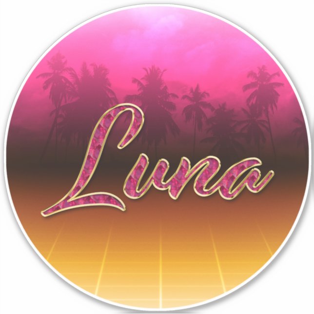 Luna Vorname Name golden pink Aufkleber Sticker (Vorderseite)