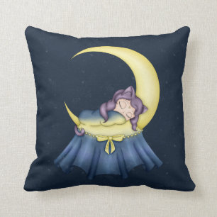 Luna-Wiegenlied-Katze, die auf dem Mond schläft Kissen