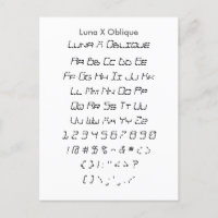 Luna X Oblique - Zazzle Schriftart - Musterblatt